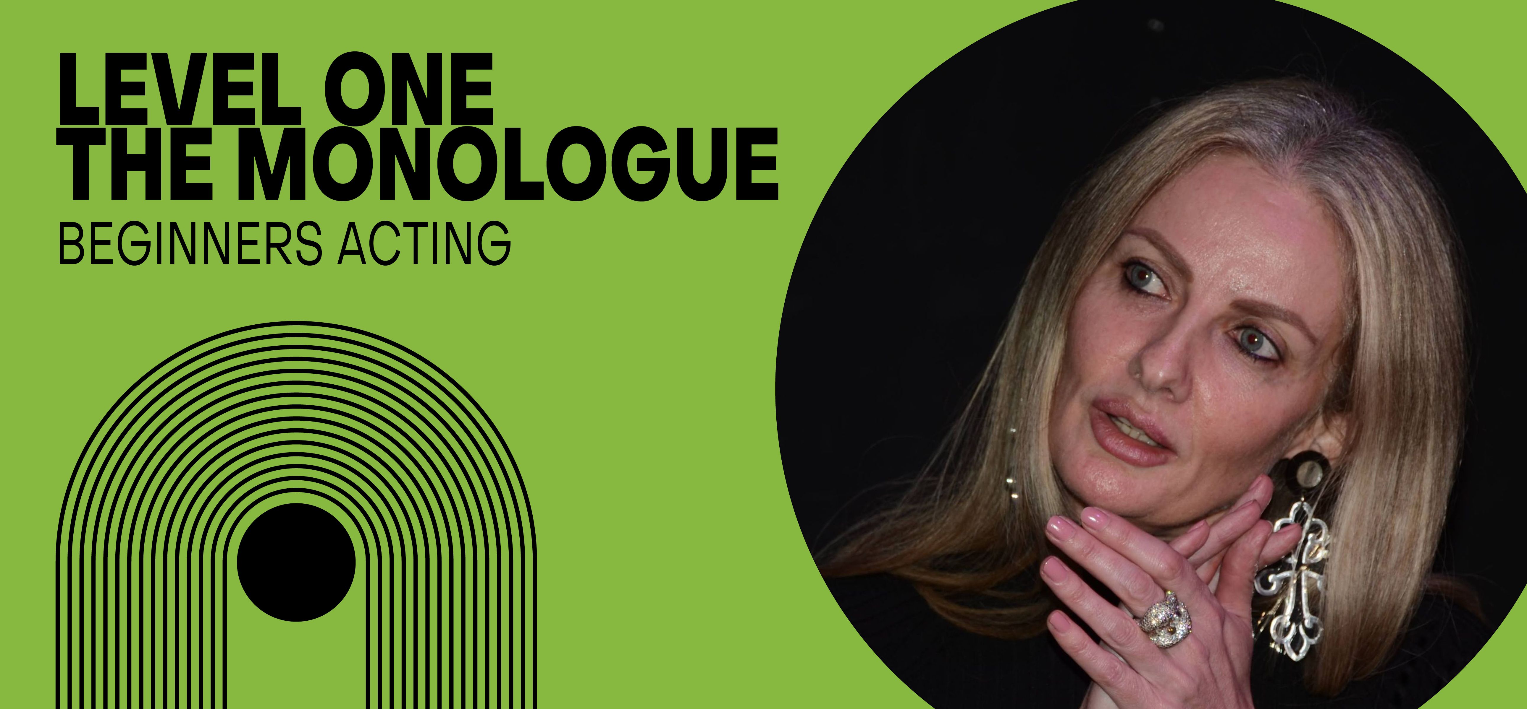 A green background with a blond lady doing an acting class in Sydney