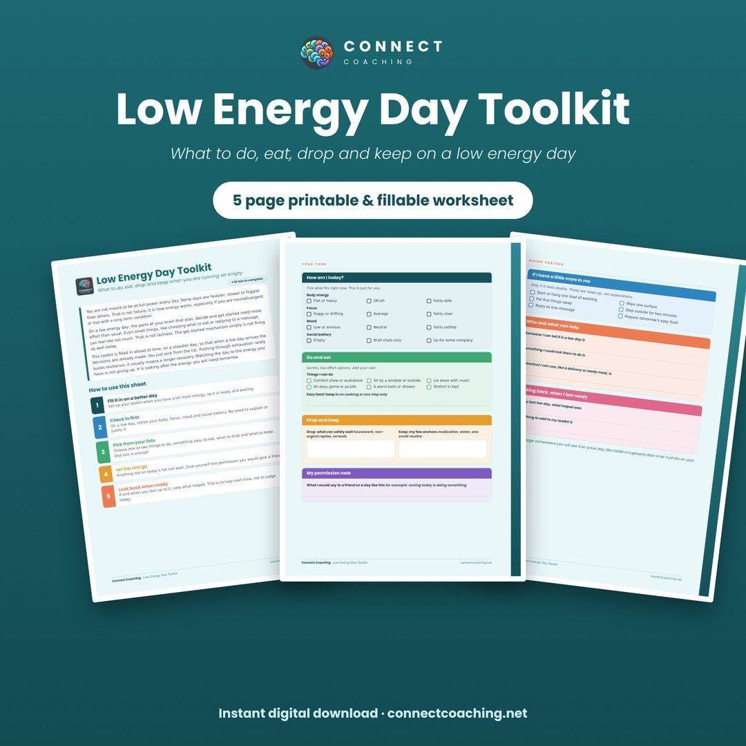 Low Energy Day Toolkit cover showing sample pages