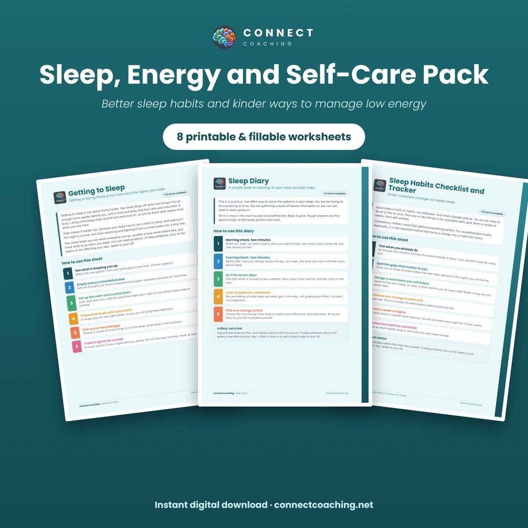 Sleep, Energy and Self-Care Pack cover showing sample pages