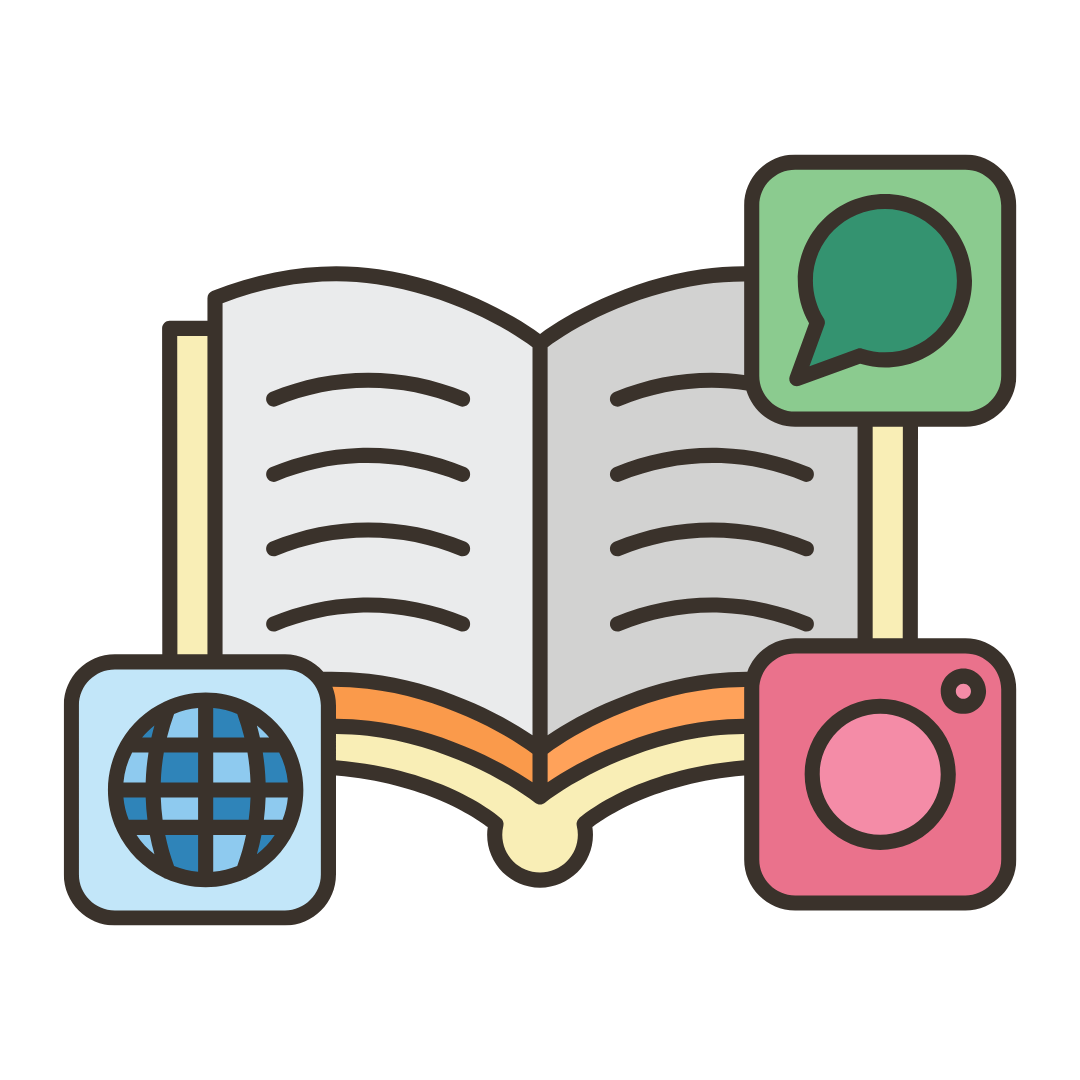 book with icons