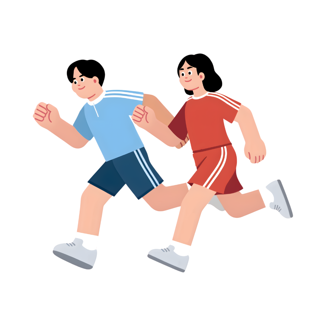 girl and boy jogging
