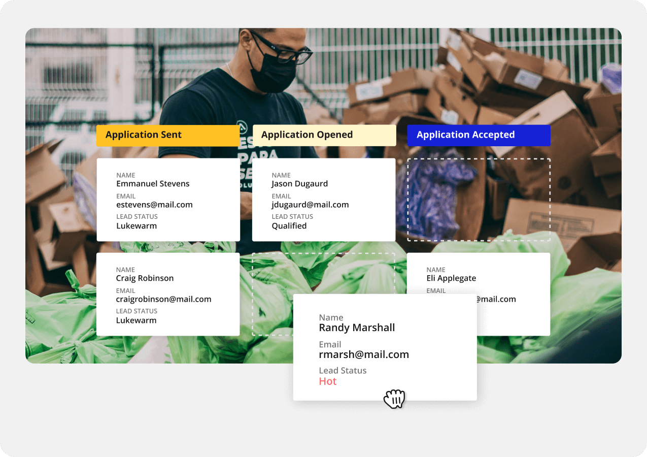 An image of Task inside of the Ontraport app overlayed on top of 2 people sitting down looking at a tablet.