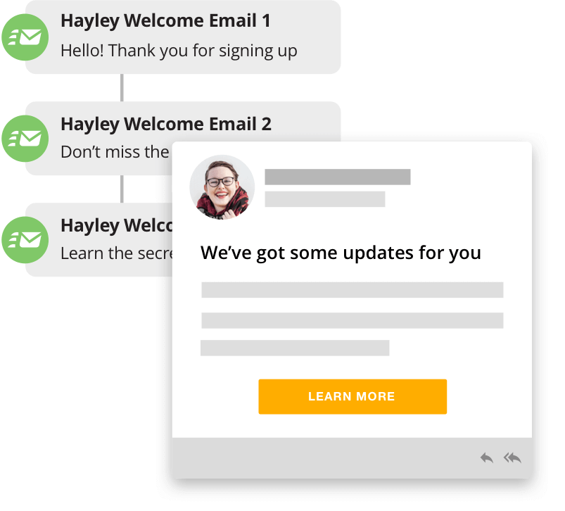 Screenshot representing automated follow-up with leads in the Ontraport app