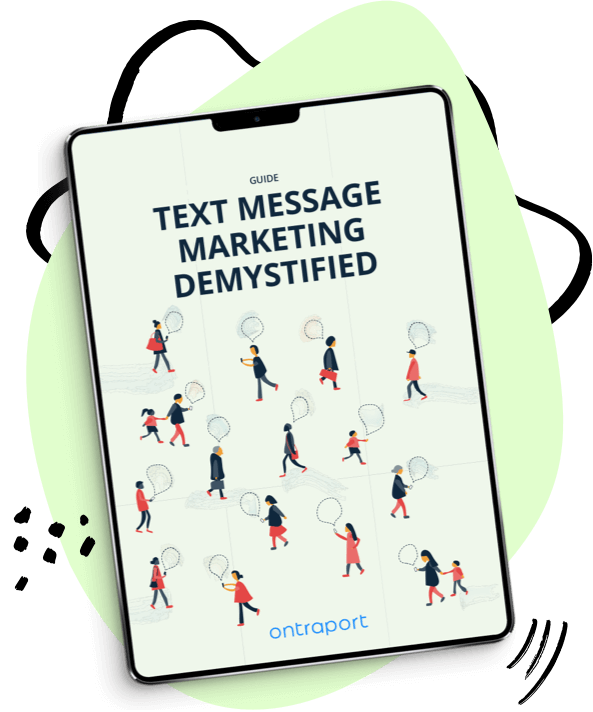 Ontraport's Text Message Marketing ebook displayed on a tablet device.