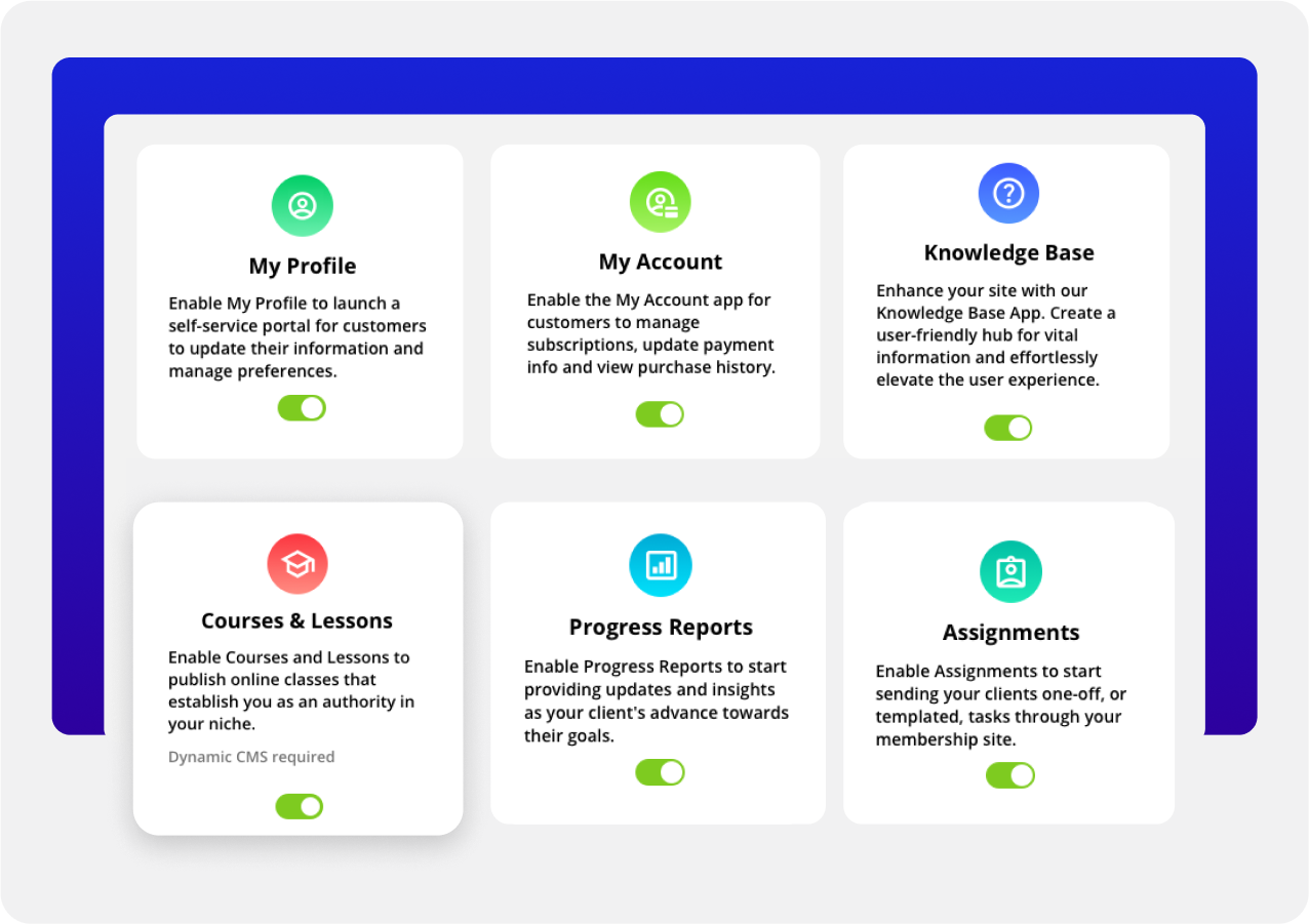 Examples of feedback forms created in the Ontraport app