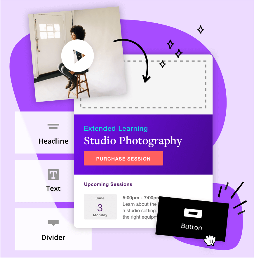 Screenshot showing the drag-and-drop capabilities of Ontraport's landing page builder