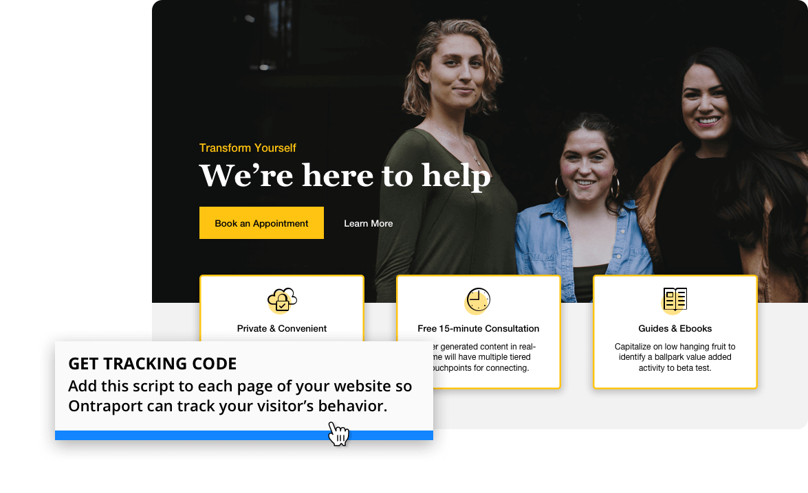 Example of a landing page built in the Ontraport app