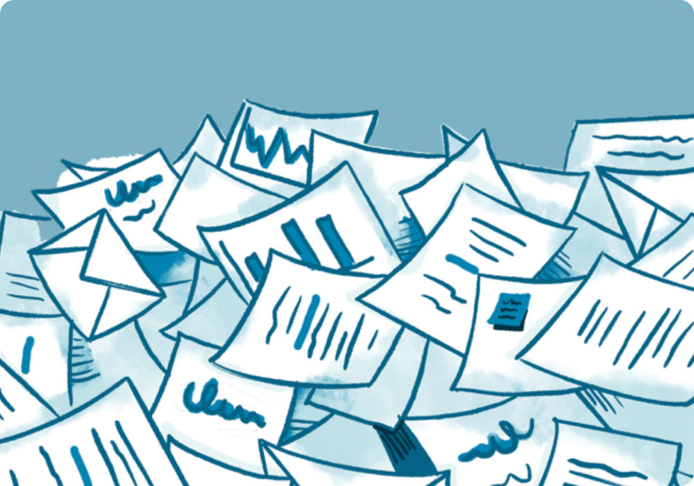 An image of a pile of papers and mail