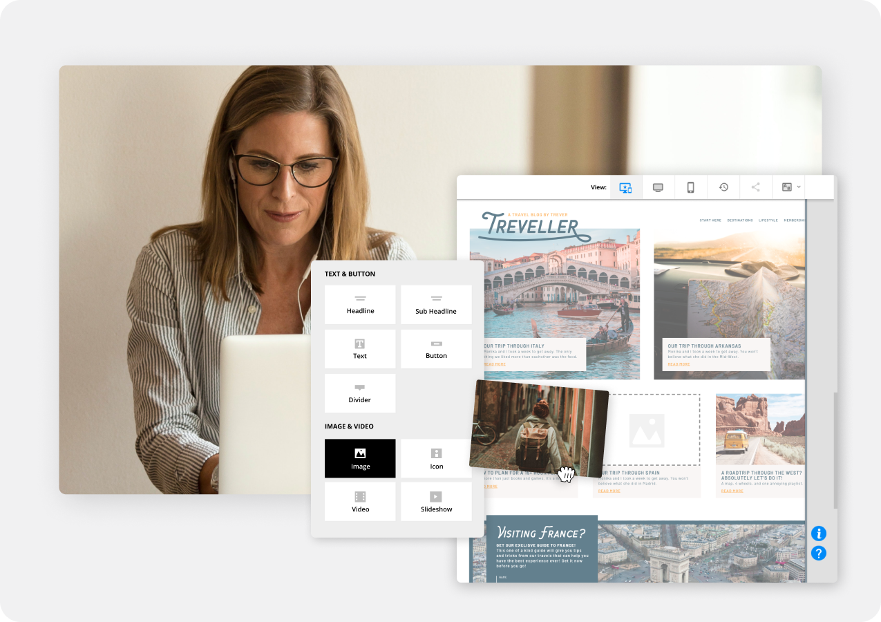 An Ontraport user building landing pages
