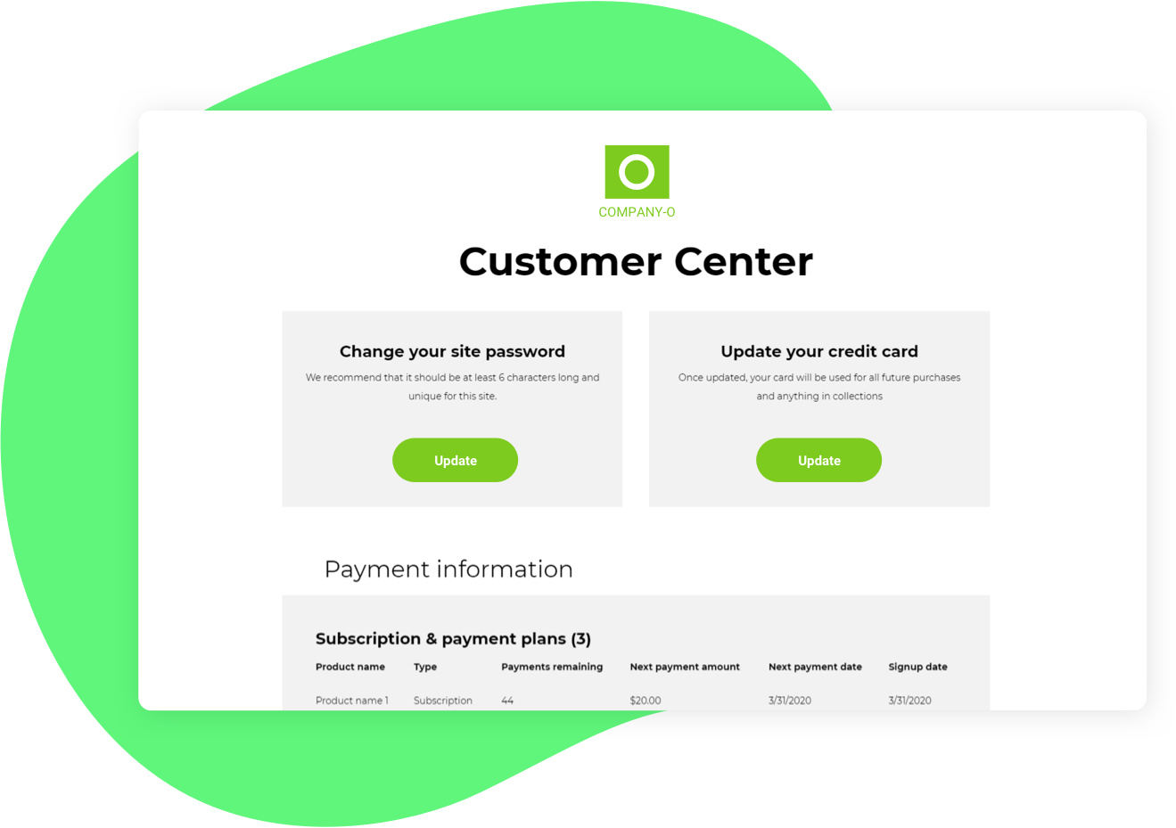 A screenshot of the Customer Center in the Ontraport app