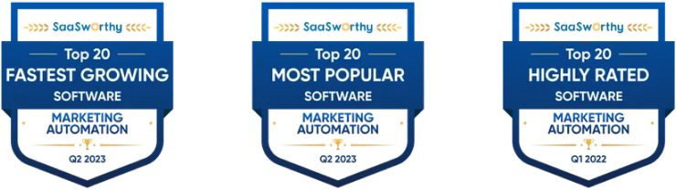Awards won by Ontraport such as Top 20 fastest growing software