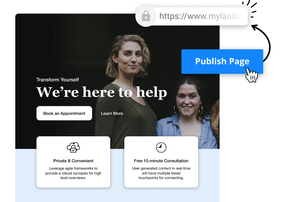 A screenshot of a landing page built with the Ontraport app