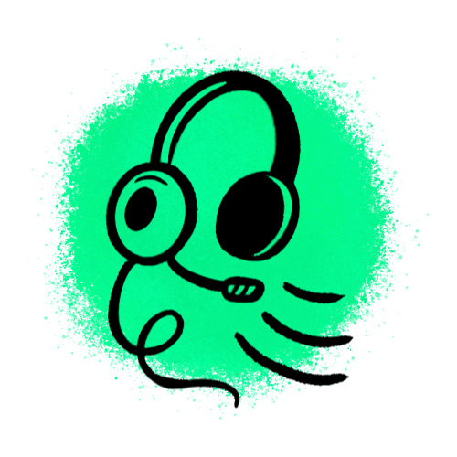 A designed image of a headset