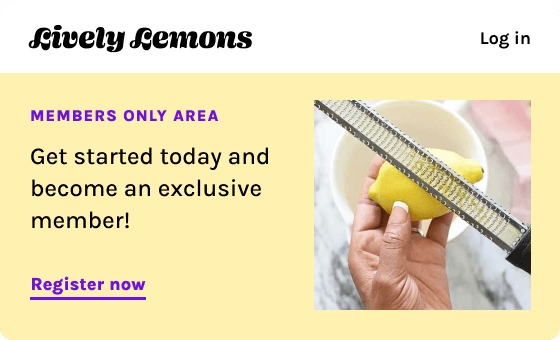 Landing page with a lemon being zested.