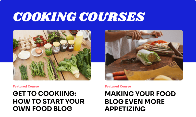 A view of cooking courses from an online course