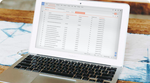 An image of a laptop screen with an Ontraport collection loaded