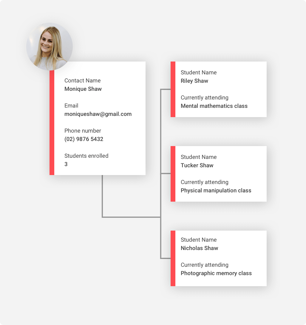 Screenshot showing the relationship between two Custom Objects in the Ontraport app