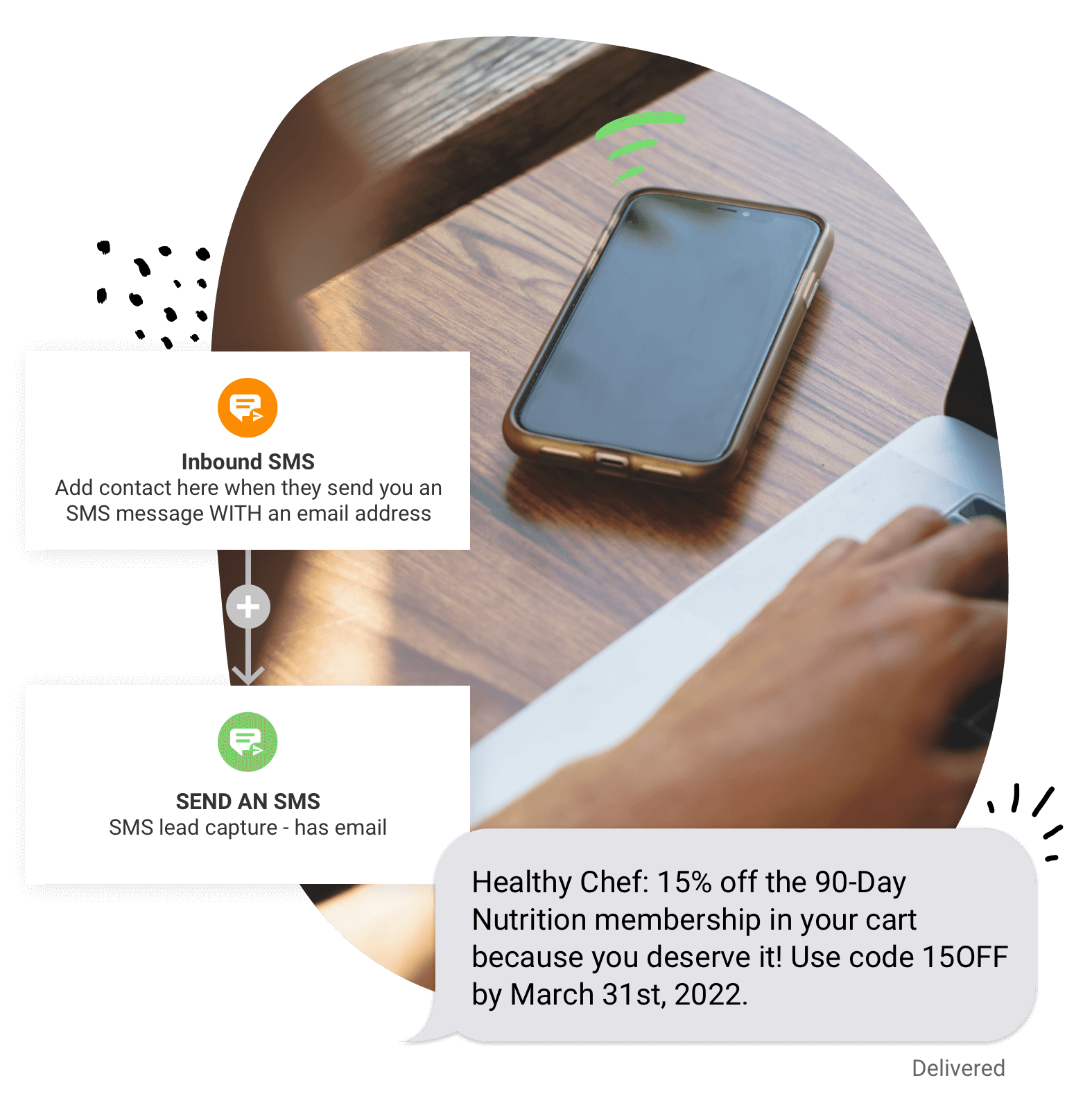 Picture of a woman sitting behind a computer with the computer showing contact records within a CRM database.