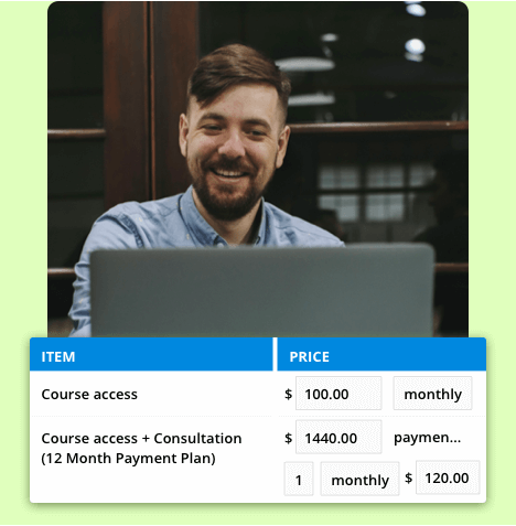 Screenshot representing an online course membership sold by an Ontraport client. 