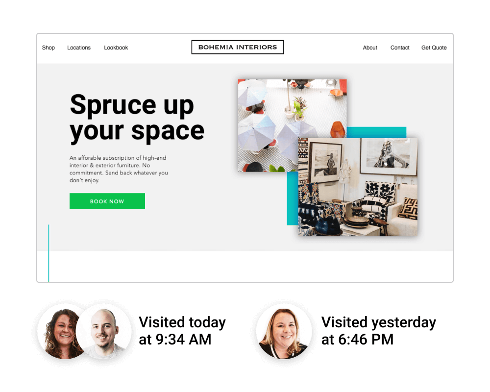 A landing page built with the Ontraport app showing which contacts visited today vs yesterday.