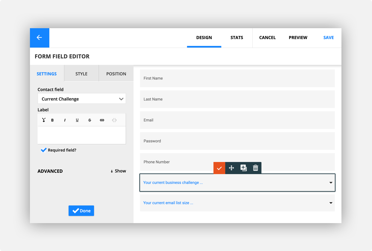 Building custom forms is easy with the Ontraport app