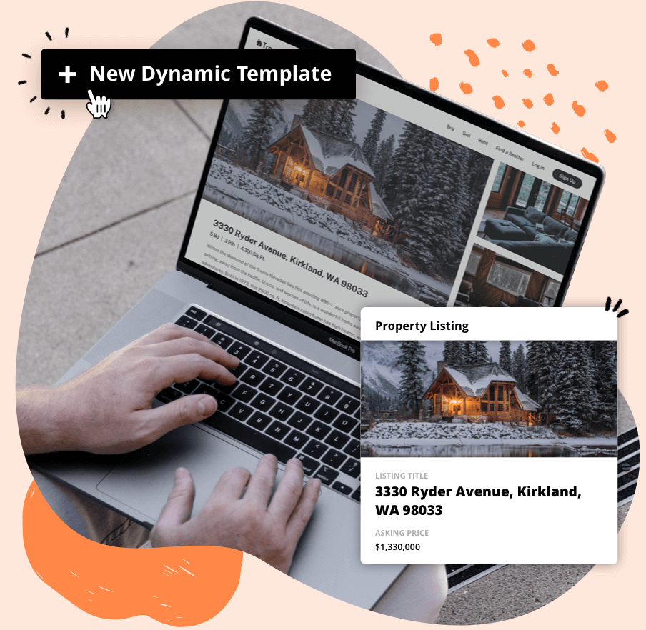 A person using a laptop computer and viewing a page created by the Dynamic Content feature in the Ontraport app