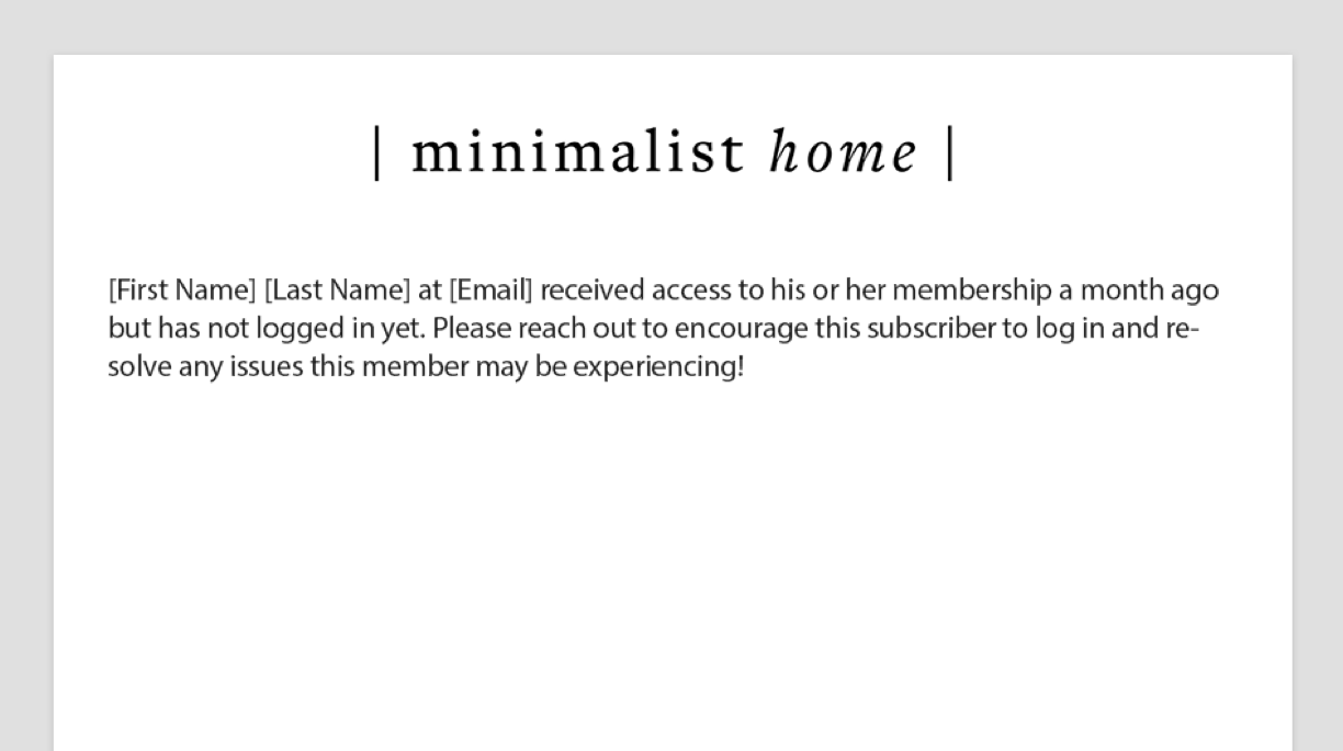 A screenshot of the Internal Re-engagement Notification Email