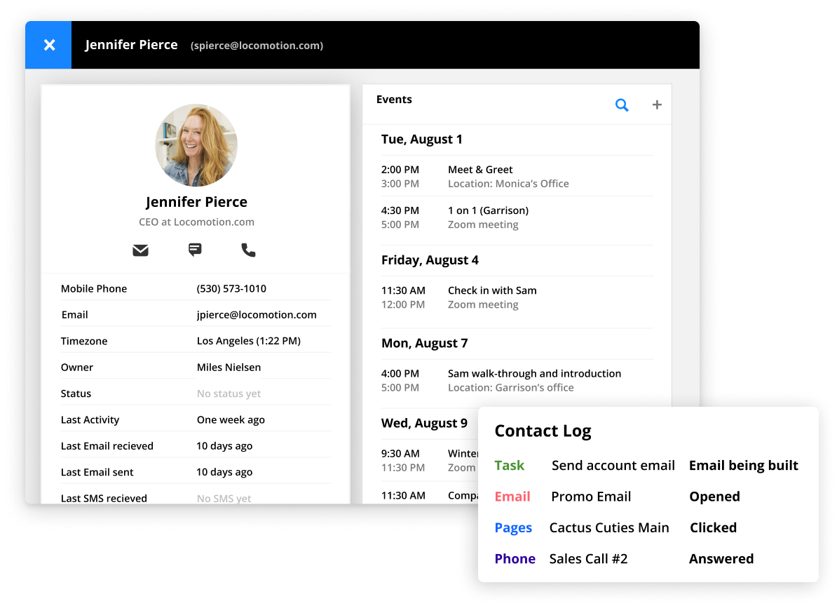 A screenshot of a contact record in the Ontraport app