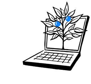 Icon of a tree growing out of a laptop computer