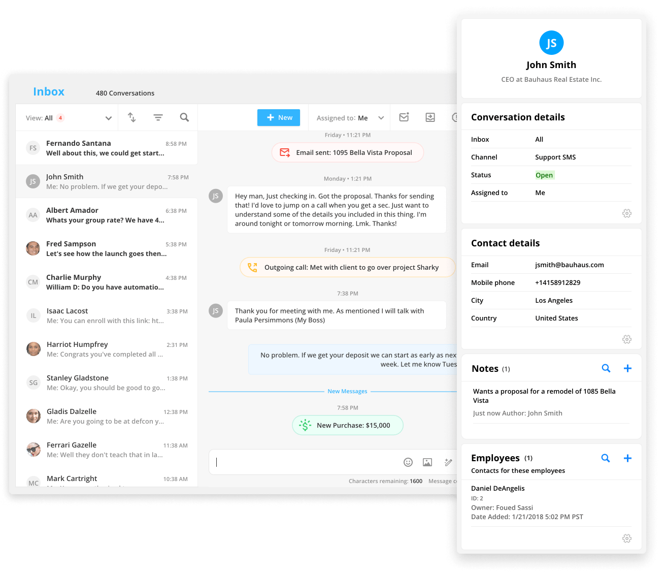 An image of the Inbox Feature in Ontraport.