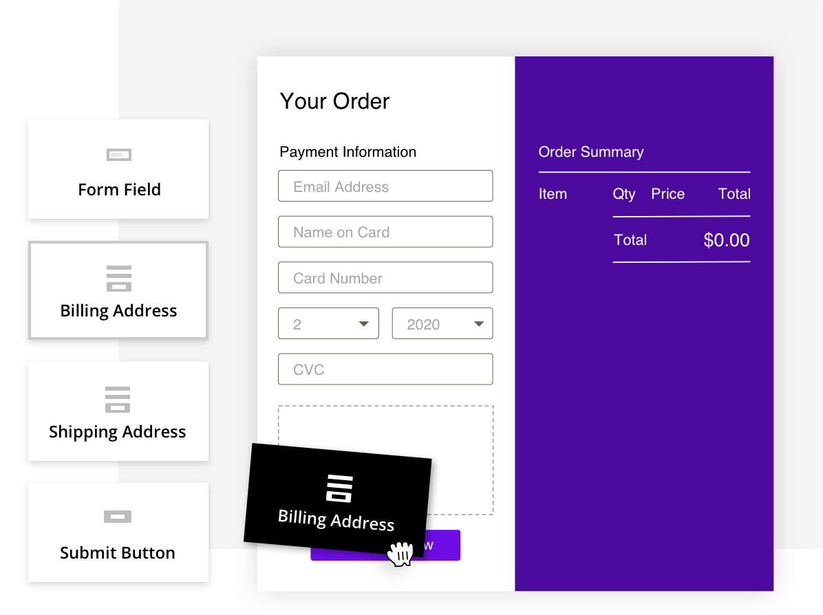 Screenshot of an Order Form created with the Ontraport app