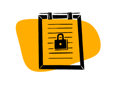 Icon of a document and a padlock