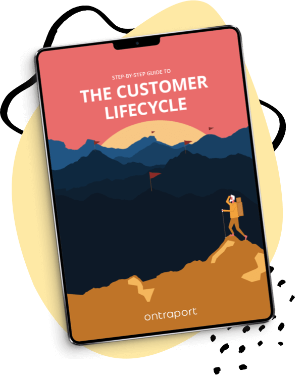 The Customer Lifecycle ebook displayed on a tablet.