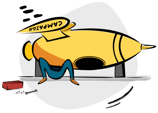 A mechanic working on a rocketship.