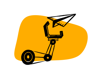 Icon of a robot arm throwing a paper airplane