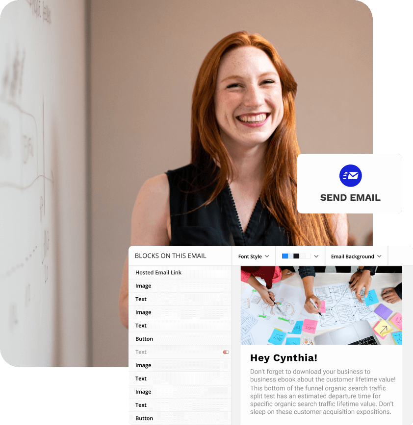 An Ontraport user creating content with their laptop computer