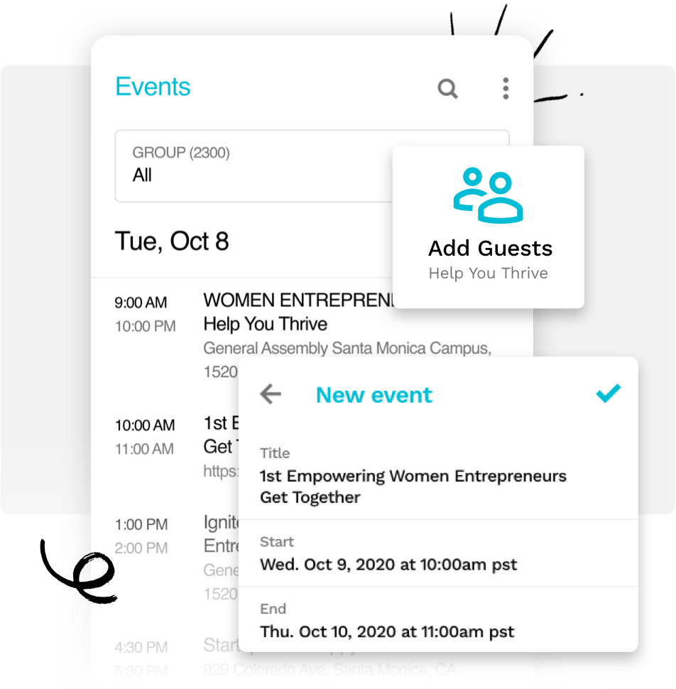 Screenshot of events in the Ontraport Mobile app