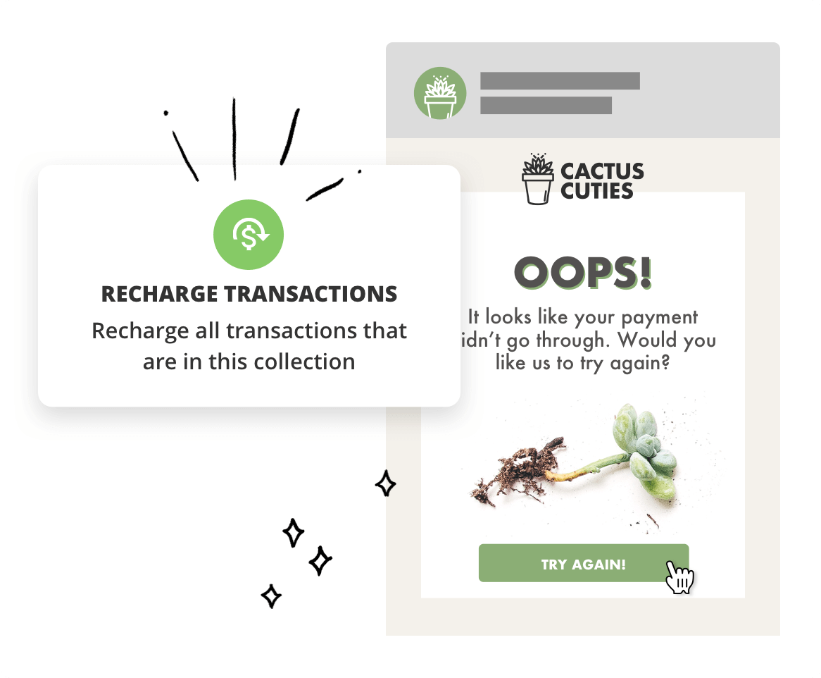 Screenshot of a Recharge Transactions campaign automation element in the Ontraport app