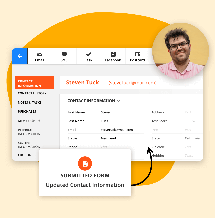 Contact Record information in the Ontraport app