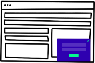 Icon of an Ontraport form in the lower right corner of a browser window