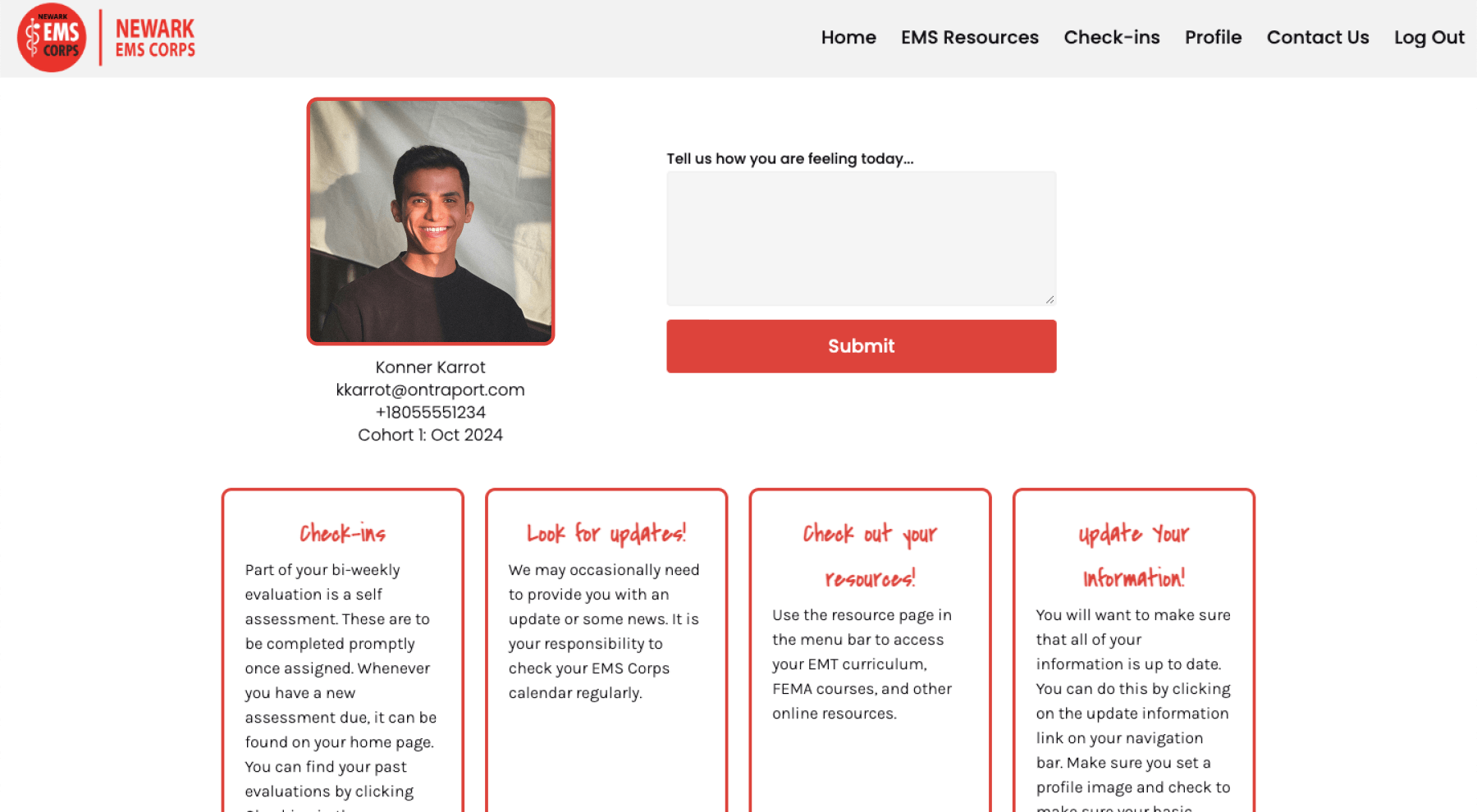 An image of one of EMS's webpage 