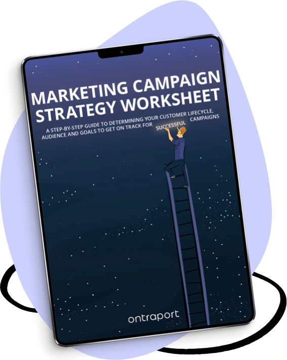 An ipad with a Marketing Campaign Strategy Worksheet showing.