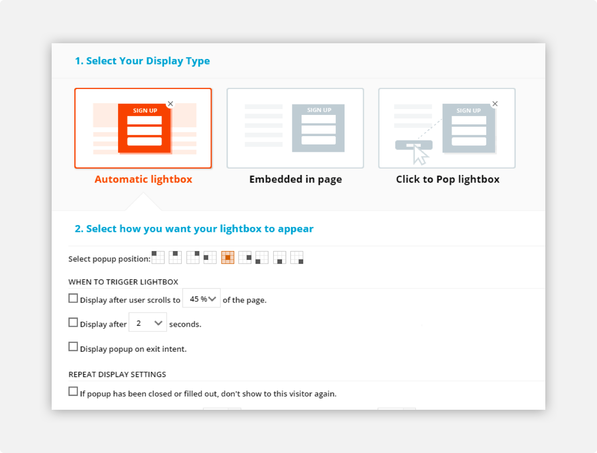 Many form publishing options available in the Ontraport app