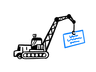 Icon of a crane lifting a file