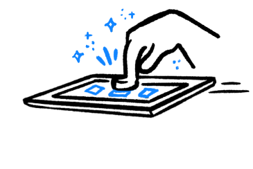 Icon of a hand pressing a button on a tablet