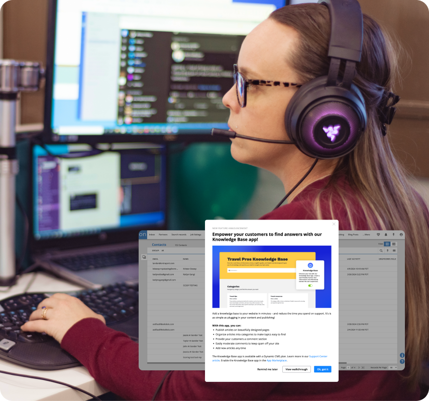 An Ontraport user reading about a system announcement in the Ontraport app