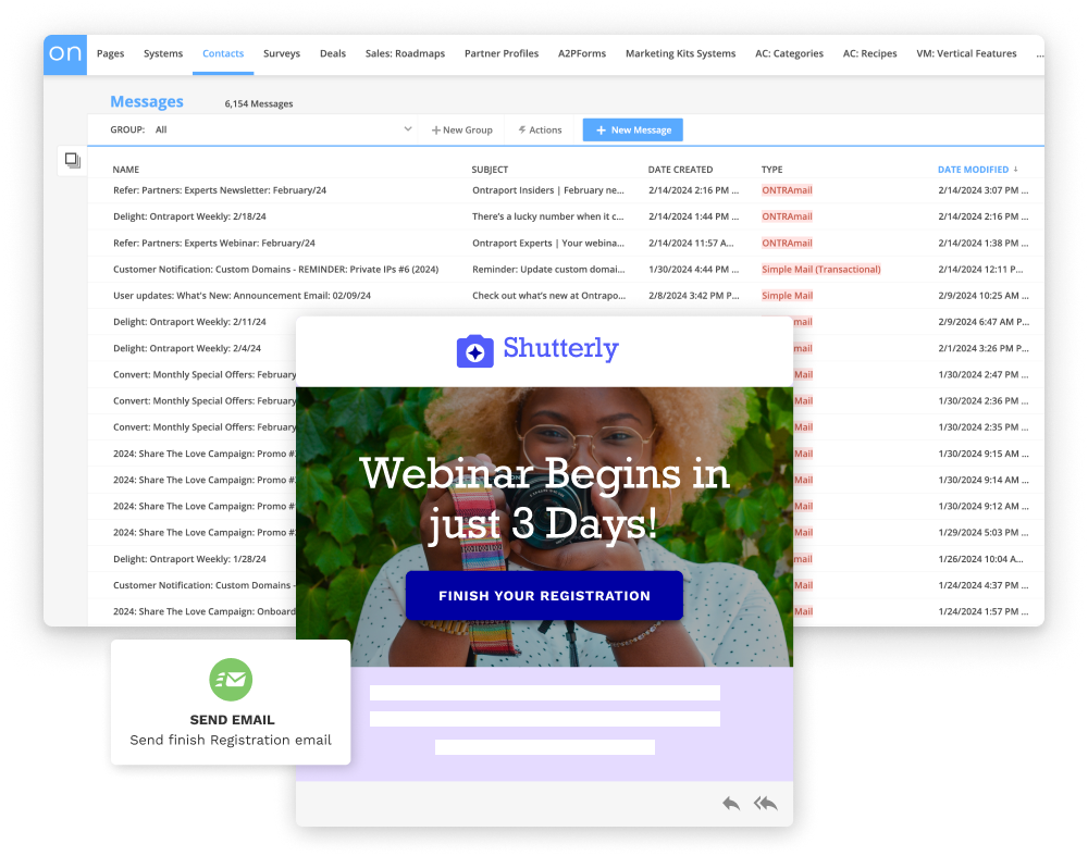 A screenshot of a contact record in the Ontraport app