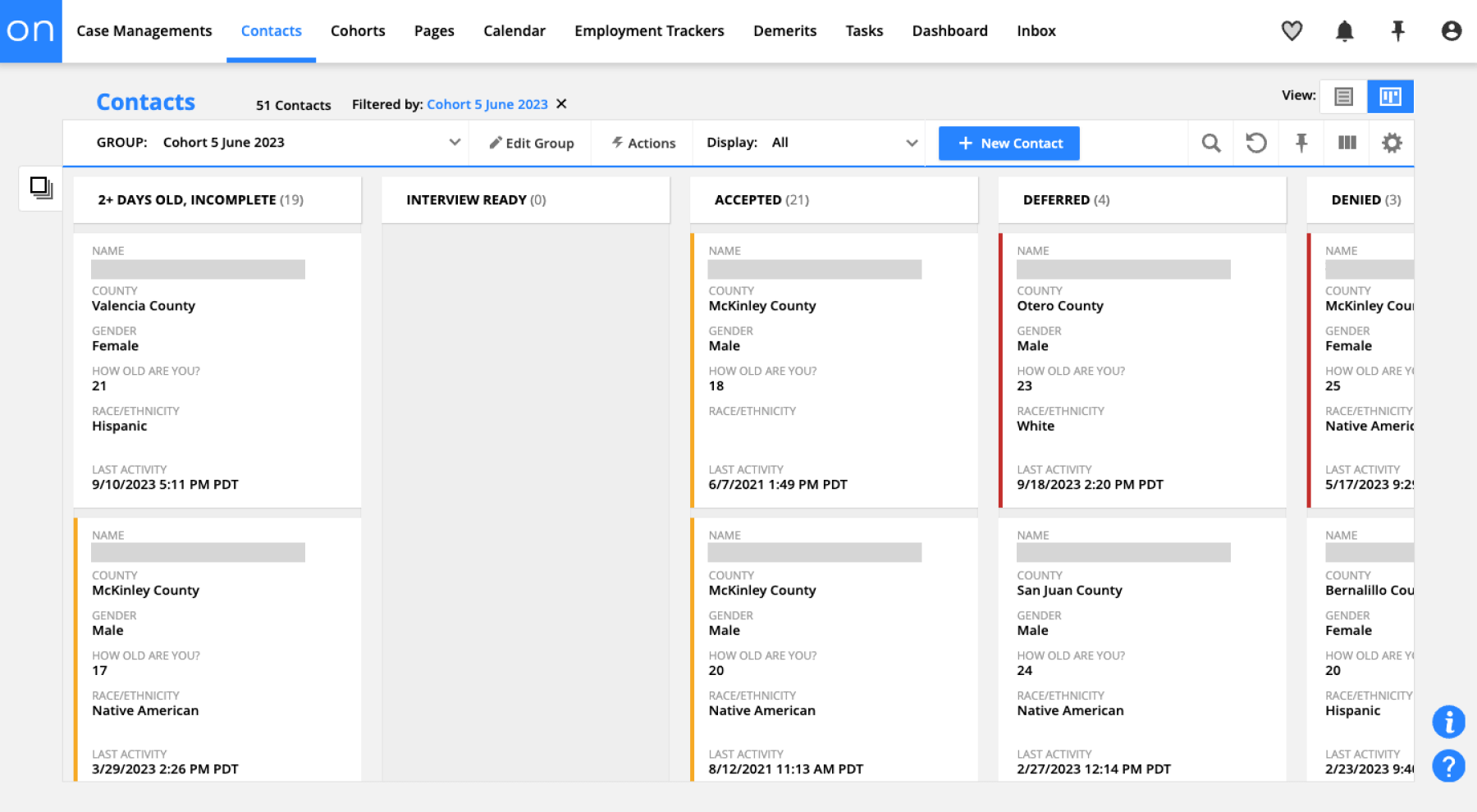An image of Ontraport's contact card view. 