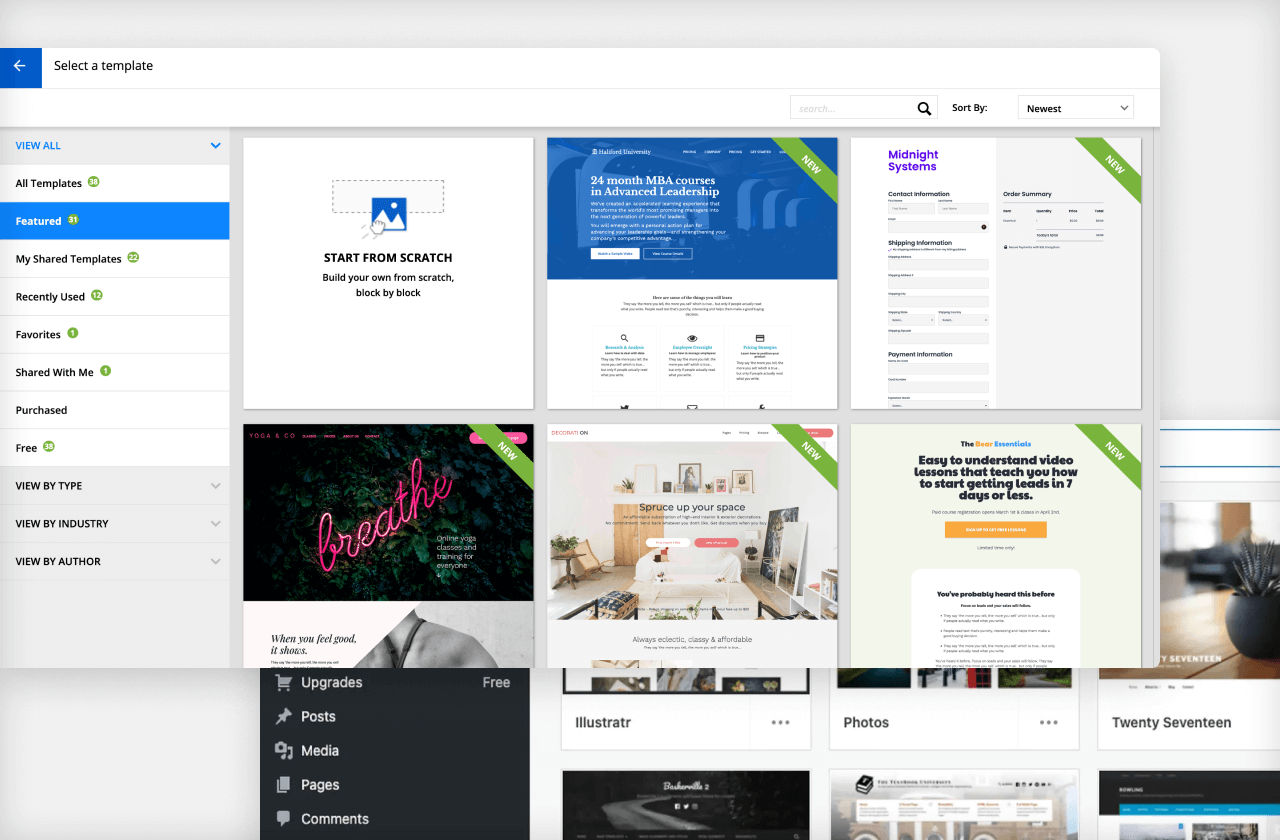 An image of the template marketplace