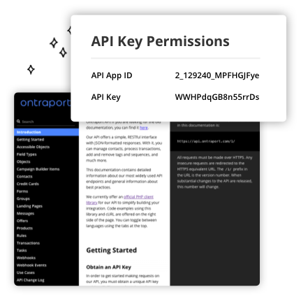 Screenshot showing Ontraport API documentation